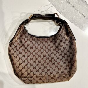 Authentic Gucci GG Canvas Horsebit Hobo